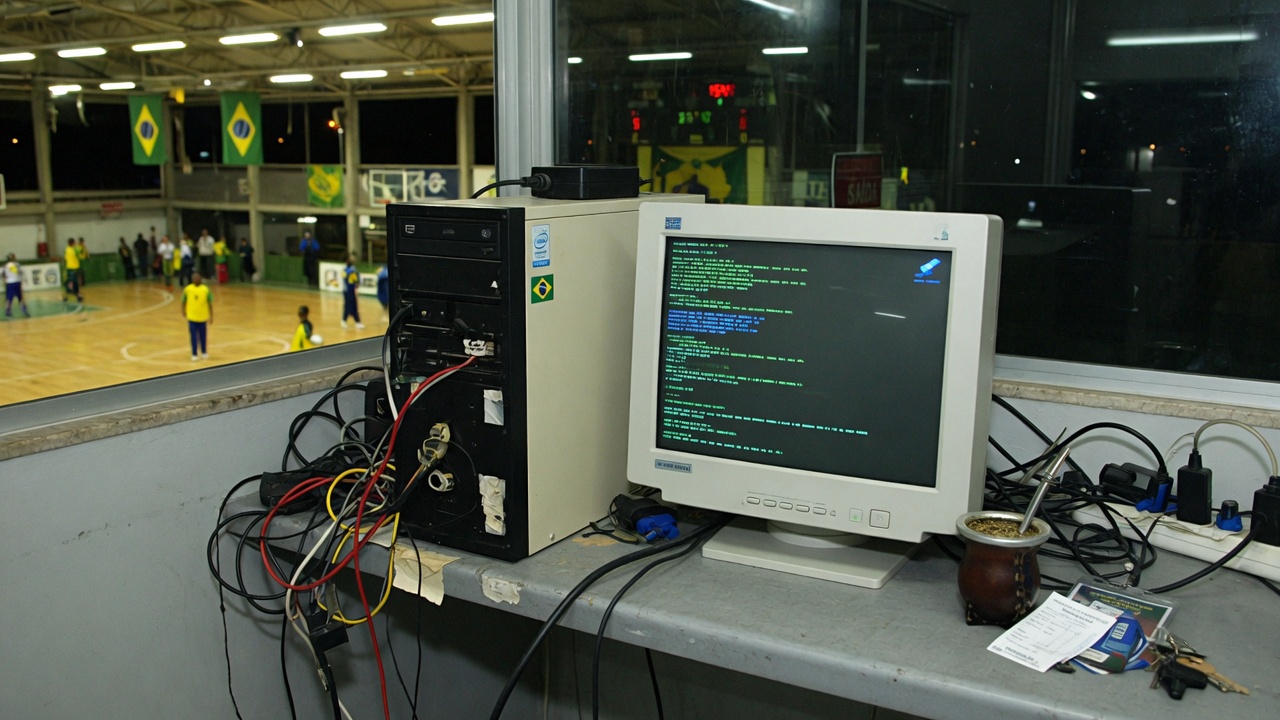 Computador da recepção da arena com o sistema rodando
